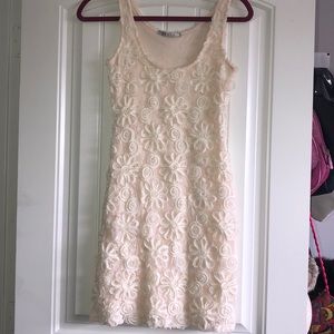 Unique white cream flower dress